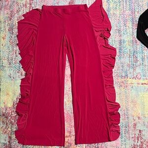 💃 Women's Ruffled Wide Leg Salsa Pants in Fuchsia